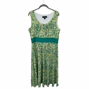 Garden Goddess Dress 90s Perceptions Women's Green Floral Sleeveless Size Large